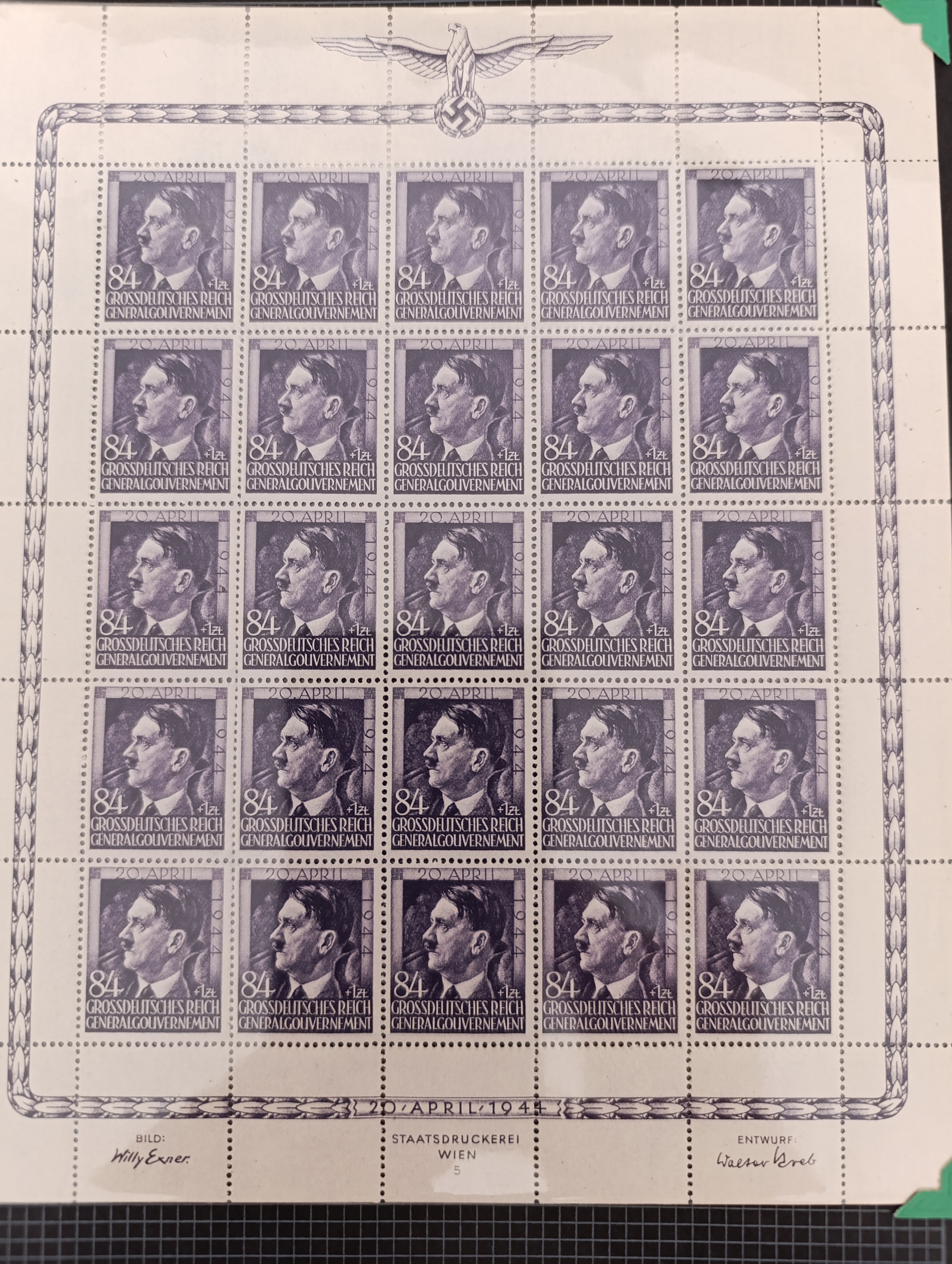 Generalgouvernement — лист Mi. 119 (84 gr + 1 zł)